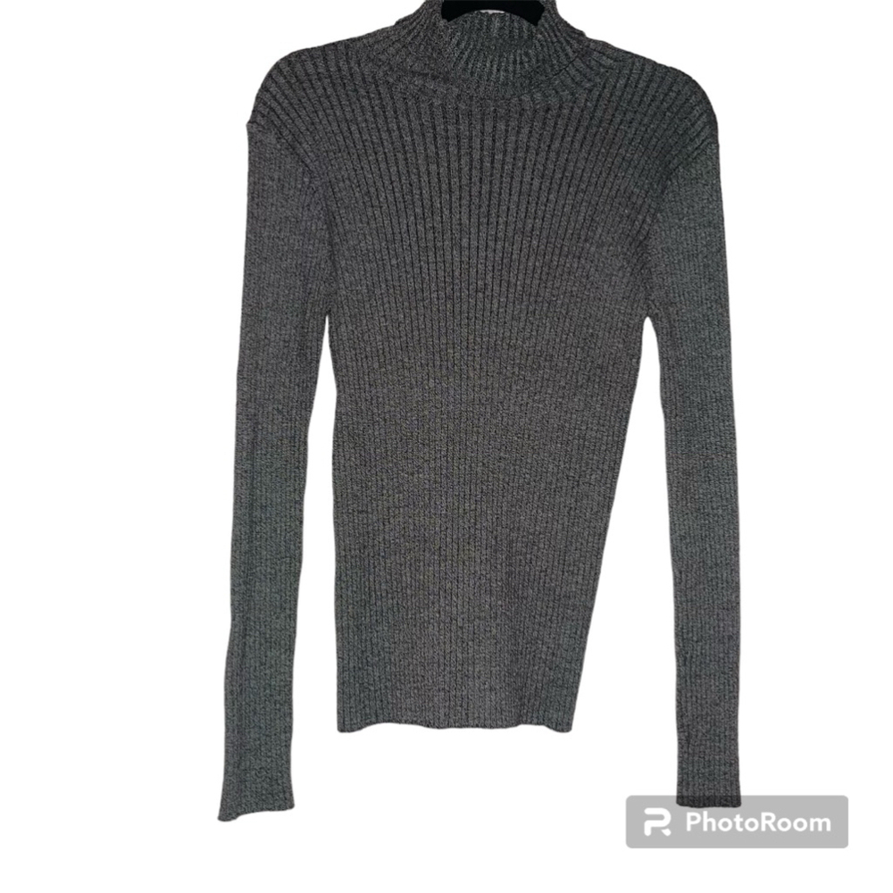 Express Women's Gray Ribbed Turtleneck Sweater